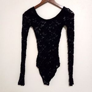 Beautiful S Black Stretch Lace One Piece Body Suit